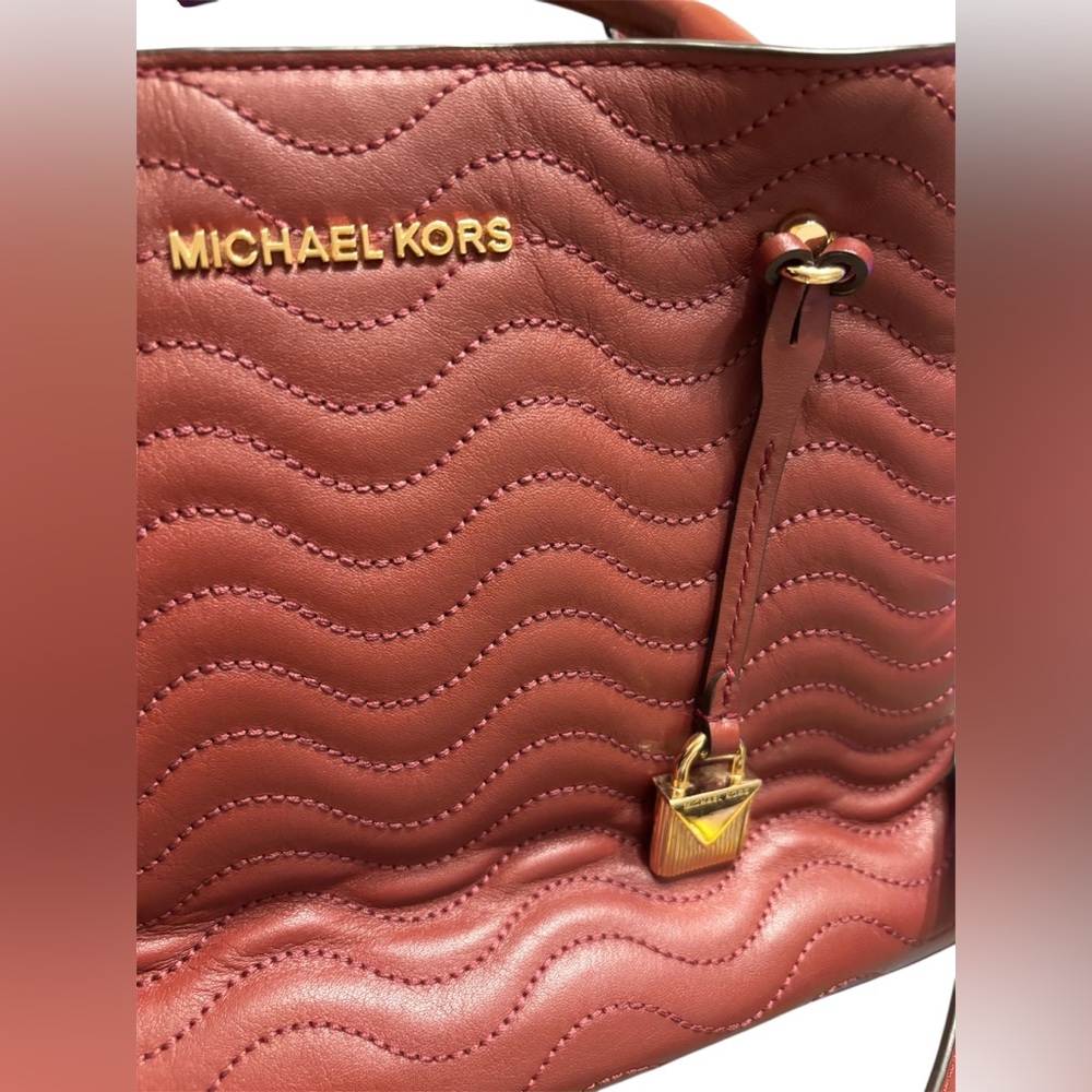 Michael Kors Burgundy Quilted Backpack